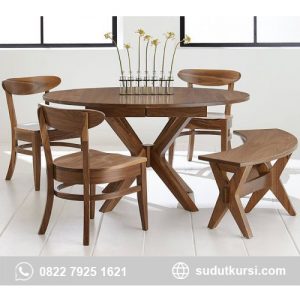 Set Kursi Meja Bundar Natural Modern