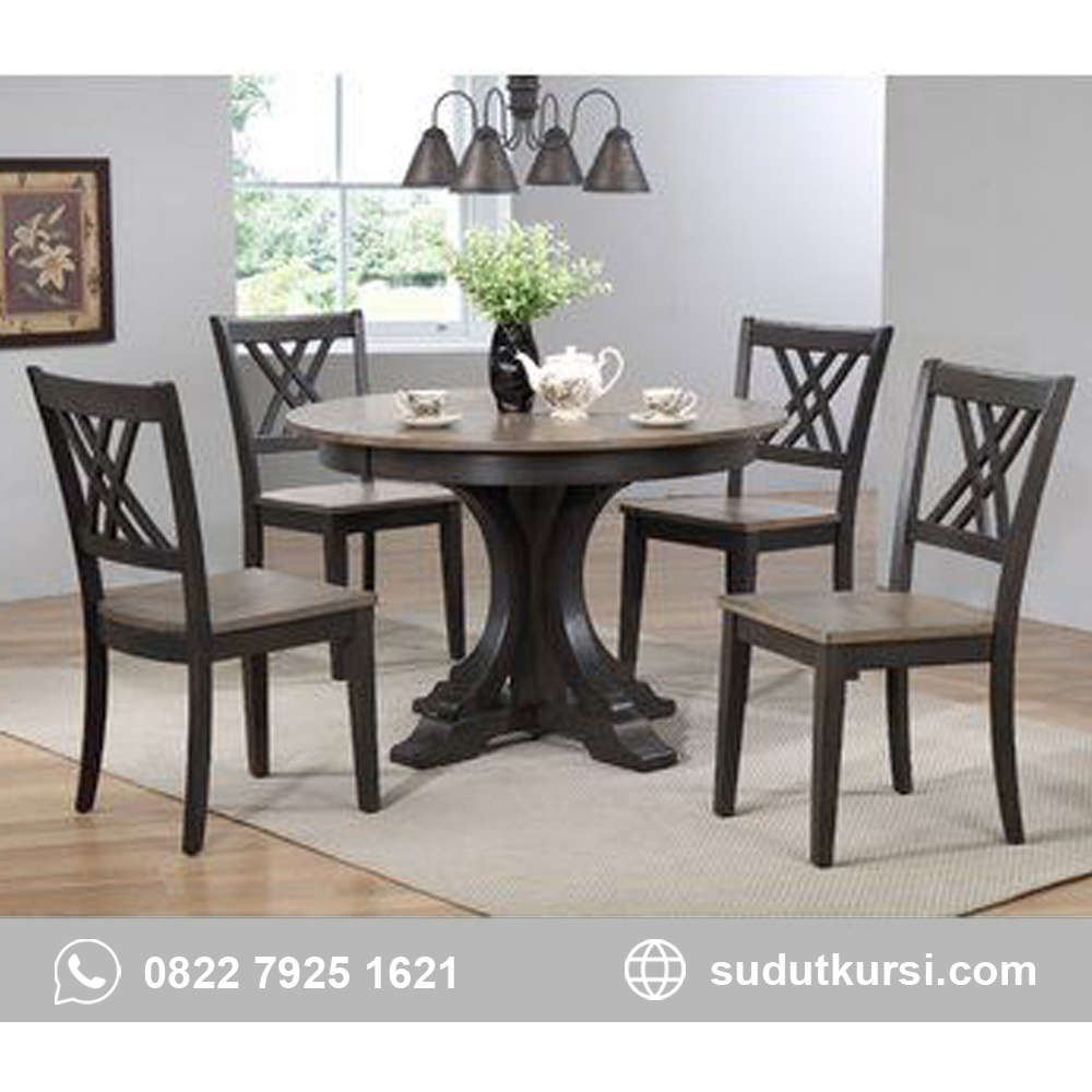 Image Set Kursi Makan Meja Jati Solid